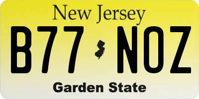 NJ license plate B77NOZ