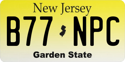 NJ license plate B77NPC