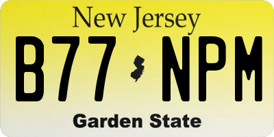 NJ license plate B77NPM
