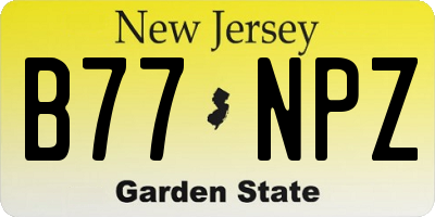 NJ license plate B77NPZ