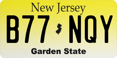 NJ license plate B77NQY