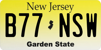 NJ license plate B77NSW