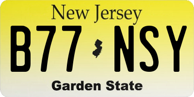 NJ license plate B77NSY