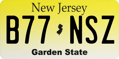 NJ license plate B77NSZ