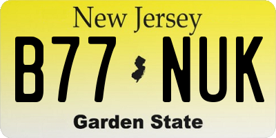NJ license plate B77NUK