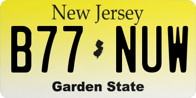 NJ license plate B77NUW