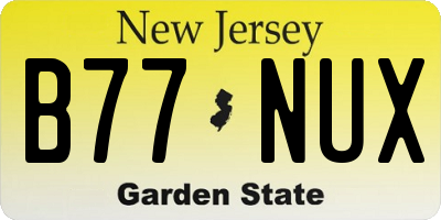 NJ license plate B77NUX