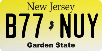 NJ license plate B77NUY