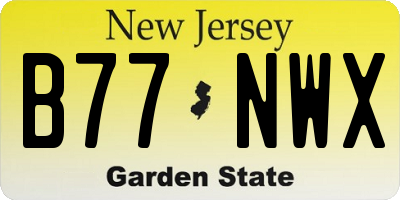 NJ license plate B77NWX