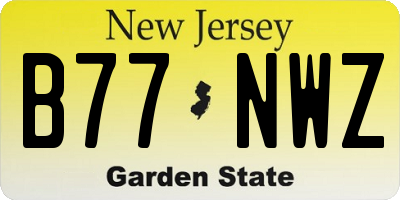 NJ license plate B77NWZ