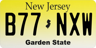 NJ license plate B77NXW
