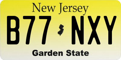 NJ license plate B77NXY