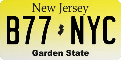 NJ license plate B77NYC