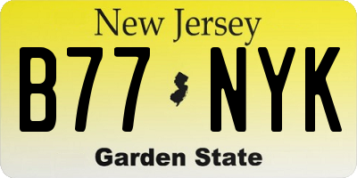 NJ license plate B77NYK