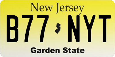 NJ license plate B77NYT