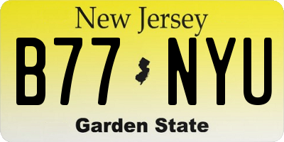 NJ license plate B77NYU