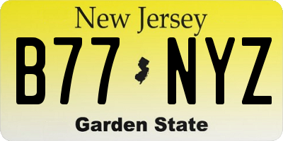 NJ license plate B77NYZ