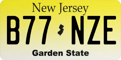 NJ license plate B77NZE