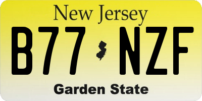 NJ license plate B77NZF
