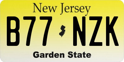 NJ license plate B77NZK