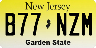 NJ license plate B77NZM
