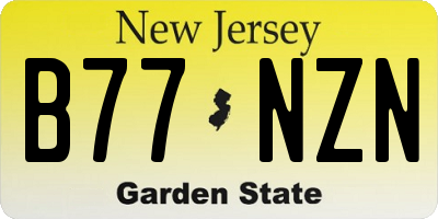 NJ license plate B77NZN