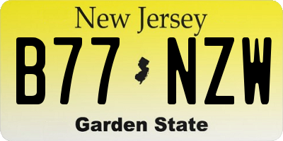 NJ license plate B77NZW