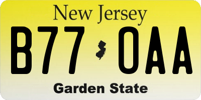 NJ license plate B77OAA