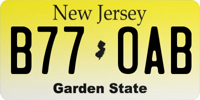 NJ license plate B77OAB