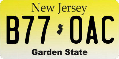 NJ license plate B77OAC