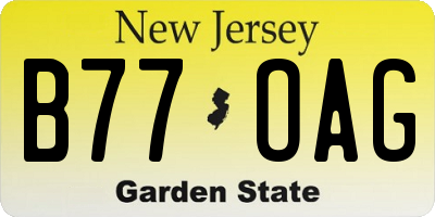 NJ license plate B77OAG
