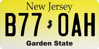 NJ license plate B77OAH