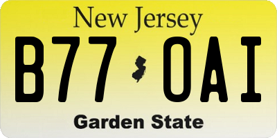 NJ license plate B77OAI