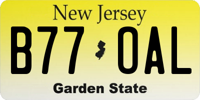 NJ license plate B77OAL