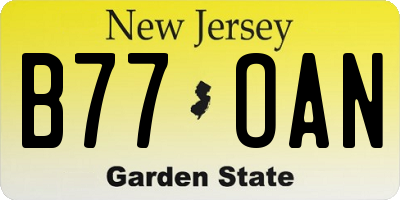 NJ license plate B77OAN
