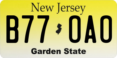 NJ license plate B77OAO
