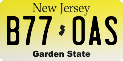 NJ license plate B77OAS