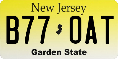 NJ license plate B77OAT