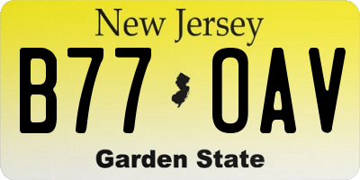 NJ license plate B77OAV