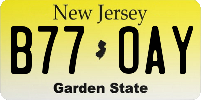 NJ license plate B77OAY