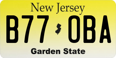 NJ license plate B77OBA