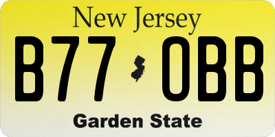 NJ license plate B77OBB