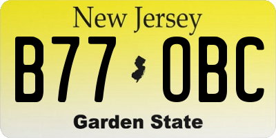 NJ license plate B77OBC