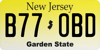NJ license plate B77OBD
