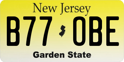 NJ license plate B77OBE