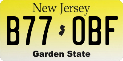 NJ license plate B77OBF
