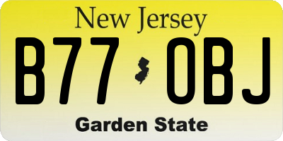 NJ license plate B77OBJ
