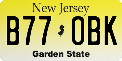 NJ license plate B77OBK