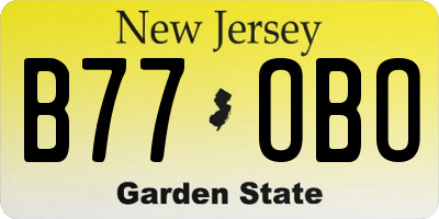 NJ license plate B77OBO