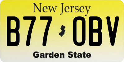 NJ license plate B77OBV